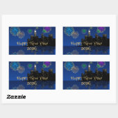 Happy New Year’s Eve Midnight Fireworks City Light Rechthoekige Sticker (Vel)