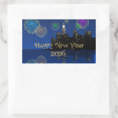 Happy New Year’s Eve Midnight Fireworks City Light Rechthoekige Sticker (Tas)