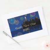 Happy New Year’s Eve Midnight Fireworks City Light Rechthoekige Sticker (Envelop)