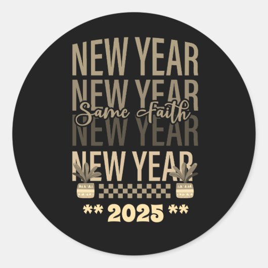 Happy New Year Same Faith goud zwart kleur Ronde Sticker (Voorkant)