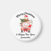 Happy new year Santa driving truck Magneet (Voorkant)