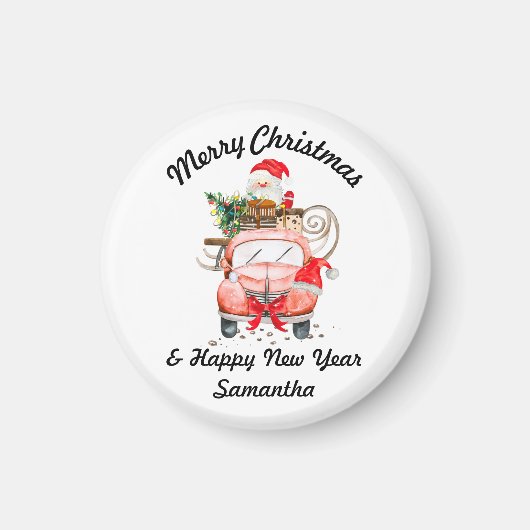 Happy new year Santa driving truck Magneet (Voorkant)