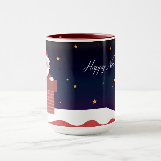 Happy New Year Santa op het dak Mok (Midden)