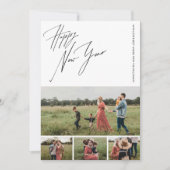 Happy New Year Script 6-Photo Collage Family Feestdagenkaart (Voorkant)