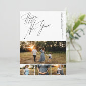 Happy New Year Script 6-Photo Collage Pregnancy Feestdagenkaart (Staand voorkant)