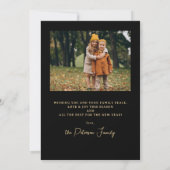 Happy New Year Script Black Gold Arch 3 Photo Feestdagenkaart (Achterkant)