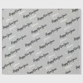 Happy New Year Script Custom Name Grey Gold Cadeaupapier (Vlak)