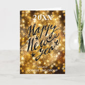 Happy New Year Script Festive Gold Stars Business Feestdagen Kaart (Voorkant)