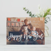 Happy New Year Script-foto Feestdagenkaart (Staand voorkant)