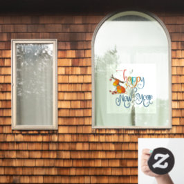 Happy New Year Script Funny Reindeer Raamsticker