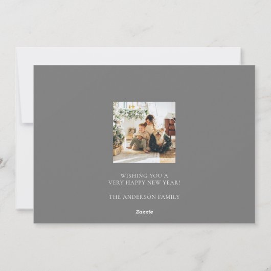 Happy New Year Script Gray 2 Multi Photo Collage Feestdagenkaart (Achterkant)