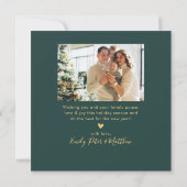 Happy New Year Script Green Gold 4 Photo Collage Feestdagenkaart (Achterkant)