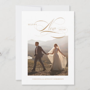 Happy New Year Script Holiday-fotokaart Feestdagenkaart