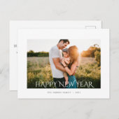 Happy New Year Script Minimalist Feestdagenkaart (Voorkant / Achterkant)