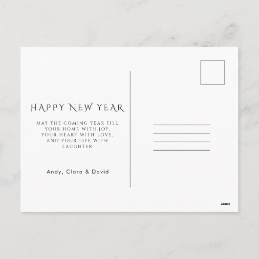 Happy New Year Script Minimalist Feestdagenkaart (Achterkant)