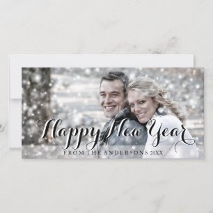 HAPPY NEW YEAR Script Moderne Custom Photo Feestdagenkaart
