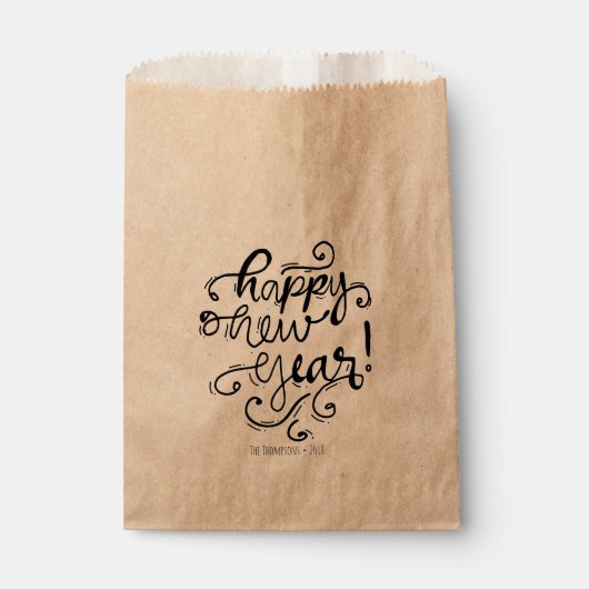 Happy New Year Script Party Favor Bags Bedankzakje (Voorkant)