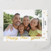 Happy New Year Script Photo Gold Folie Feestdagenkaart (Voorkant)
