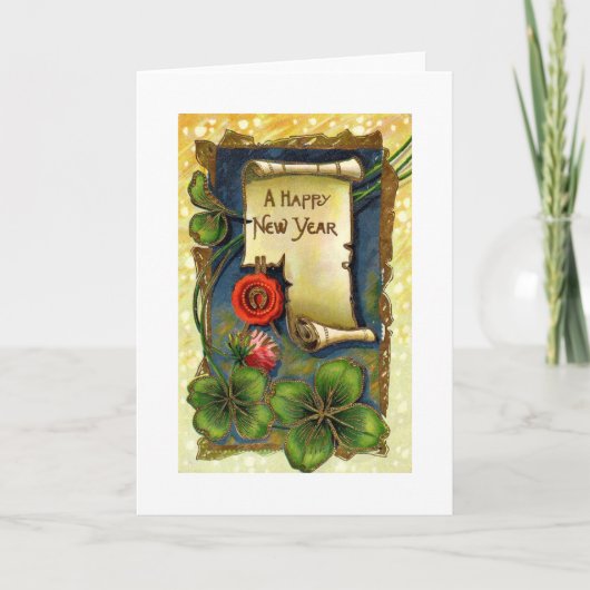 Happy New Year Scroll Feestdagen Kaart (Voorkant)