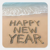 Happy New Year Seashore Vierkante Sticker (Voorkant)