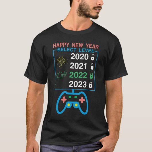 Happy New Year Select Level 2022 Gamers T-shirt (Voorkant)