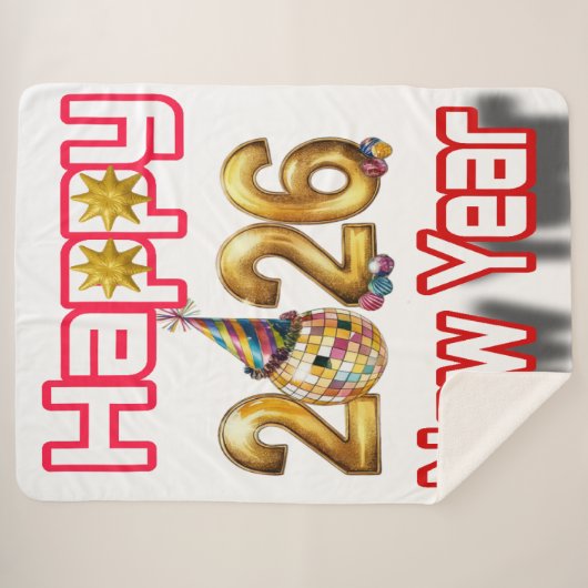 Happy New year Sherpa Deken (Voorkant (horizontaal))