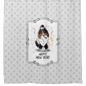 Happy New Year Shetland Sheepdog (drie kleuren) Cu Douchegordijn (Voorkant)