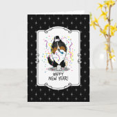 Happy New Year Shetland Sheepdog (drie kleuren) Cu Kaart (Gele Bloem)