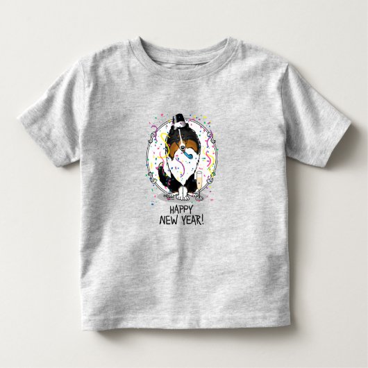 Happy New Year Shetland Sheepdog (drie kleuren) Cu Kinder Shirts (Voorkant)