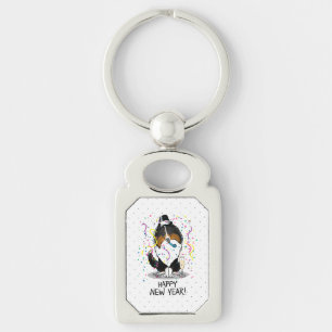 Happy New Year Shetland Sheepdog (drie kleuren) Cu Sleutelhanger