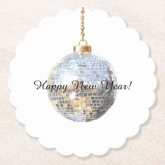 Happy New Year Silver Ball Kartonnen Onderzetters (Voorkant)