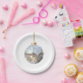 Happy New Year Silver Ball Papieren Bordje (Feest)