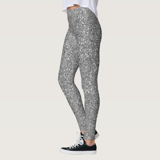 Happy New Year Silver Glitter Black Script Party Leggings (Links)