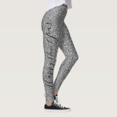 Happy New Year Silver Glitter Black Script Party Leggings (Rechts)