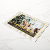 Happy New Year Silver Pinstripe Folie Feestdagenkaart (Gedraaid)