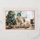  Happy New Year Silver Pinstripe Folie Feestdagenkaart (Voorkant)