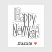 Happy New Year Silver Sticker (Vel)