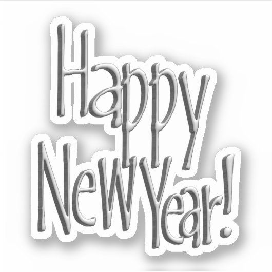 Happy New Year Silver Sticker (Voorkant)