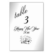 Happy New Year Silver Table Number Kaart (Achterkant)