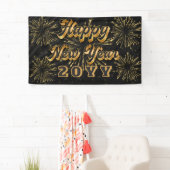 Happy New Year Simple Black And Gold Party Spandoek (Insitu)