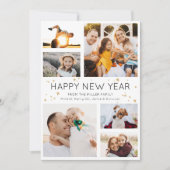Happy New Year Simple Minimalist Photo Collage Feestdagenkaart (Voorkant)