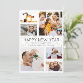 Happy New Year Simple Minimalist Photo Collage Feestdagenkaart (Staand voorkant)