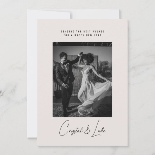 Happy New Year Simple Modern Script One Photo Feestdagenkaart (Voorkant)