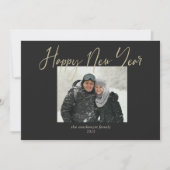 Happy New Year Simple Photo Black Sage Feestdagenkaart (Voorkant)