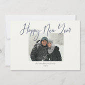 Happy New Year Simple Photo Navy Sage Feestdagenkaart (Voorkant)