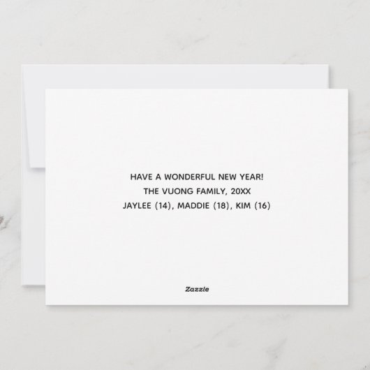 Happy New Year Simple Photo White Script Overlay Feestdagenkaart (Achterkant)