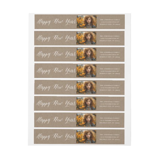 Happy New Year Simple Script Kraft Photo Address (Vel)