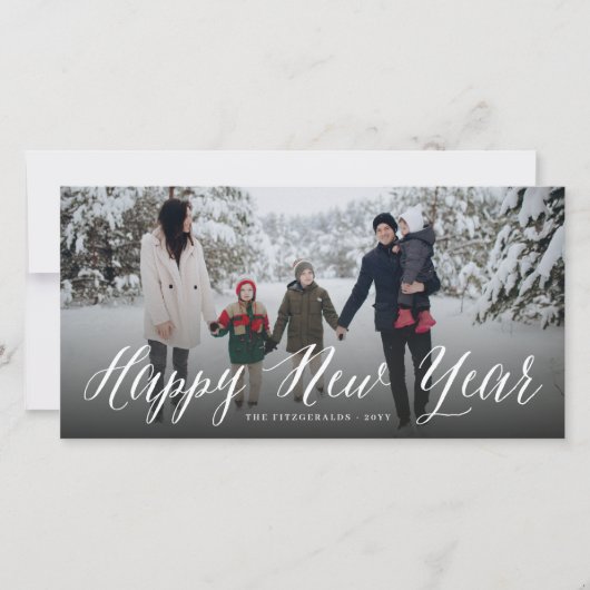 Happy New Year Simple Script Modern Minimal Photo Feestdagenkaart (Voorkant)