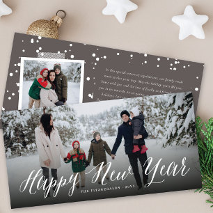 Happy New Year Simple Script Modern Minimal Photo Feestdagenkaart