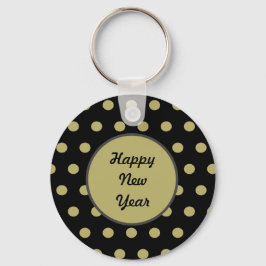 Happy New Year Sleutelhanger (zwart en goud)